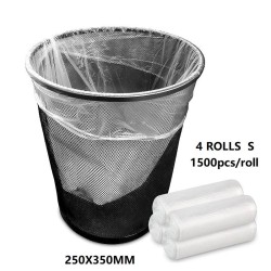 (4 Rolls/1ctn) Clear Trash Bag Rubbish, S(250X350MM) ,1500pcs/roll