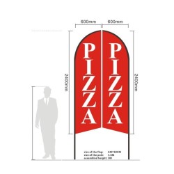 Pizza - Pre-print Double Sided Feather Banner Flag Business Commersial 3.4M SET