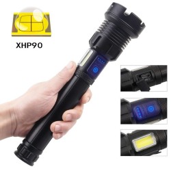 LED Torch Rechargeable High Lumens Flashlight with two 26650 Batteries