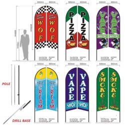 3M SET Pre-print Double Sided Feather Banner Flag Business Commersial Drill Base