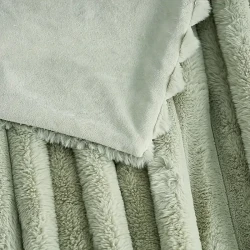 Luxurious Faux Rabbit Fur Striped Throw Blanket