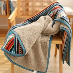 Nordic Color Stripe Printed Bohemian Style Fleece Blanket