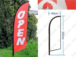 ‘OPEN’ 3.4m Double sided print Flag Set Drill/SET