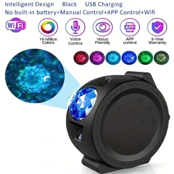 360 Degree Rotation Projection 6 Colors Ocean Wave Projector Night Light