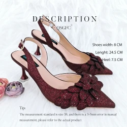 Cross-border Ladies Party Shoes Bag Set Handmade Leaf Decorative Wine Glass Heel