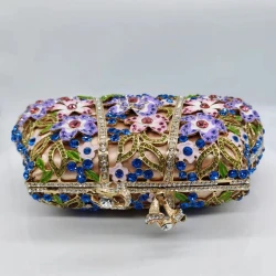 Dripping Oil Diamond Evening Bag Enamel Color Flower Clutch