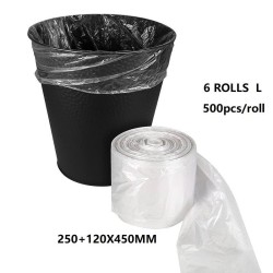 Clear Trash Bag Rubbish, (250+120X450MM) 500pcs/roll (6 Rolls/1ctn)