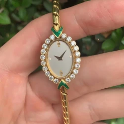 European Small Gold Women’s Watch – Handmade Rhinestone Inlaid Antique Style