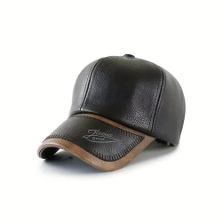 Men'S Fashion Faux Leather Baseball Cap