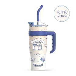 MINISO 1200ml Sanrio Thermos Bottle – Cold Ice Cute Hello Kitty Kuromi Cinnamoroll Melody Stainless Steel Water Bottle with Straw 2024