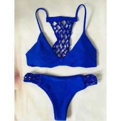 Women's Royal Blue Mesh Bikini Set - Two-Piece Swimsuit