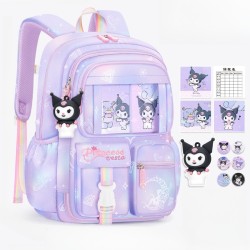 MINISO Sanrio Kuromi Student Backpack – Kawaii Reduce Burden Protect Spine Kids Schoolbag, Cute Cartoon Light Book Bag, Girl Gift