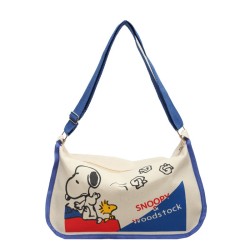 MINISO Snoopy Cartoon Cute Print Canvas Bag – Large Capacity One Shoulder Dumpling Bag, Women's Crossbody Bag