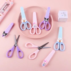 MINISO Cartoon Sanrio Kuromi Scissors – Cinnamoroll Melody Cute Kid Safety Shears for Stationery and Student Supplies