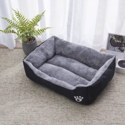 Calming Dog Bed Warming Washable Oxford with Soft Cotton and Coral Fleece BLACK