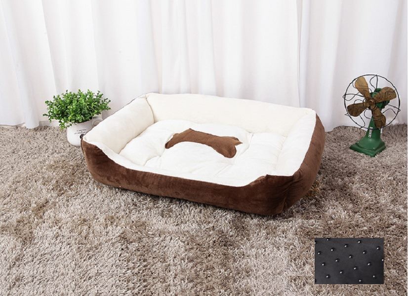 L (80X60X15CM) Soft Fleece Fabric Pet Bed Bone Grey