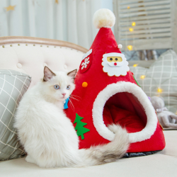 Autumn And Winter Warm Cat Nest Christmas Hat Shape Sponge