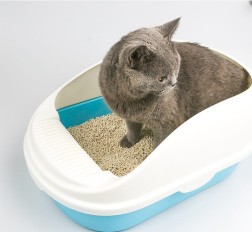 Cat Kitty Litter Tray with Scoop - Blue - L 56×39×26cm