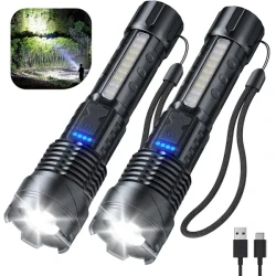 Outdoor lighting white laser flashlight with cob warning side work light