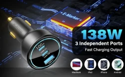 138W Car Charger USB Type C GaN Fast Charger