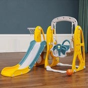 Multi-Colour Plastic Indoor/Outdoor Slide and Swing with Basket