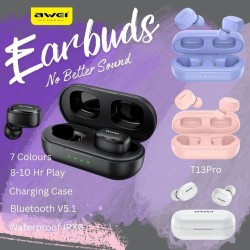 Bluetooth Earbud +Charging Case - Built in Mic - 8hrs Playback