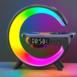 Vibrant Smart Big G RGB Light - [Wireless Charging Speaker & Night Light - [3-in-1 Desktop Ornament