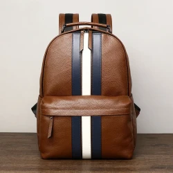 Color Contrast Casual Men's Travel Leather Backpack