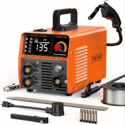 135A Flux Core MIG Welder 110V/220V 3-IN-1 MIG/ARC/Lift TIG Welding Machine IGBT DC Inverter Gasless Welder Synergy Welding Machine