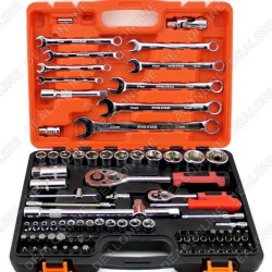 82Pcs 1/4"&1/2" Socket Ratchet Wrench Set with Bit Socket Set