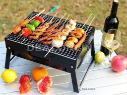 BLACK Portable Briefcase-Size Charcoal BBQ Stove Grill