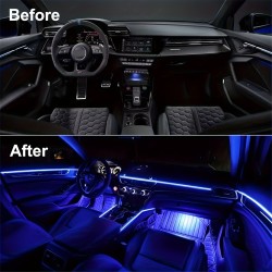 196 Inch Car Interior LED Strip Lights, RGB USB Ambient LED Lighting Kit with App Control, Fiber Optics & Music Sync Rhythm for Car Door, Console & Dashboard