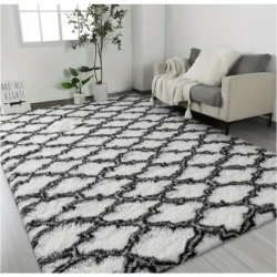 1pc Luxurious Soft Shaggy Diamond Geometric Area Rug, Fluffy Polyester Fiber Plush Carpet for Living Room Bedroom, Non-Slip Machine Washable Home Decor Mat