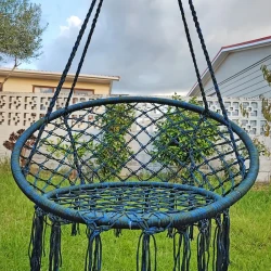 Luxurious Nordic-Style Macrame Hammock Chair - Handmade Rope with Steel Frame, Perfect for Indoor & Outdoor Comfort