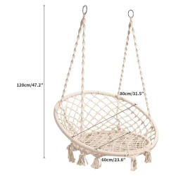 Luxurious Nordic-Style Macrame Hammock Chair - Handmade Rope with Steel Frame, Perfect for Indoor & Outdoor Comfort