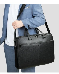 Men's Handbag Horizontal Briefcase Large Capacity First Layer Cowhide 17-inch Computer Bag