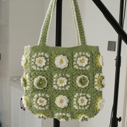 Matcha Laminate Wool Crocheted Women's Bag