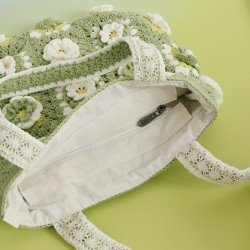 Matcha Laminate Wool Crocheted Women's Bag