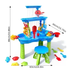 3-Tier Outdoor Sand And Water Playset With Chair