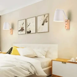 Bedroom Bedside Lamp Bar Aisle Light Solid Wood Glass Wall Lamp