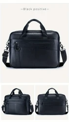 Men's Briefcase Genuine Leather Bag With Trolley Sleeve, Perfect For Business Trips & Office Meetings