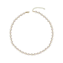 Classic Pearl Beaded Necklace with Gold Accents