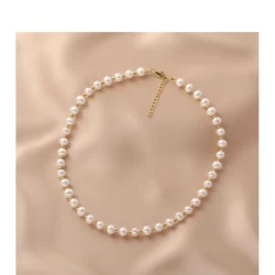 Classic Pearl Beaded Necklace with Gold Accents