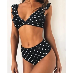 Retro Polka Dot High-Waisted Bikini Set