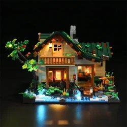 The Lakeside Hut Is Equipped With LED Lighting Puzzle Assembly Building Block Lighting Toys