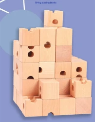 Wooden Track Pipe Scene Assembly Ball Building Blocks Assembling Marbles Amusement Park Area Toys