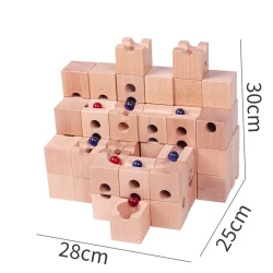 Wooden Track Pipe Scene Assembly Ball Building Blocks Assembling Marbles Amusement Park Area Toys