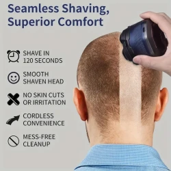 USB Rechargeable Men's Electric Shaver with Floating Blade Head - Wet/Dry, 6-Speed, High Power, Long Battery Life