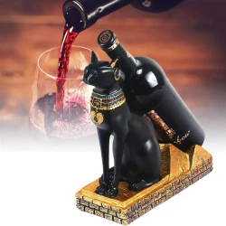 Egyptian cat-shaped resin bottle holder