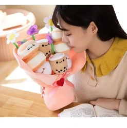 Creative Milk Tea Bouquet Pillow Plush Toy